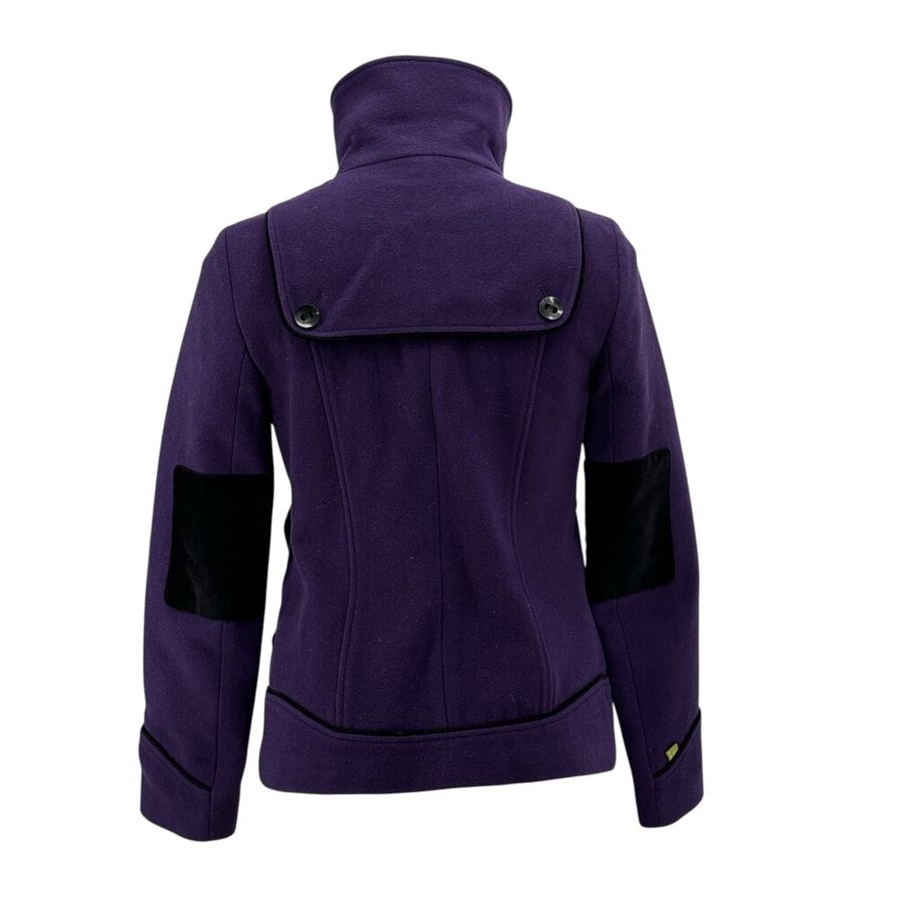 Soia & Kyo Women's Wool Jacket SZ S Peacoat Purple Button Up Funnel Neck Short - Picture 5 of 12